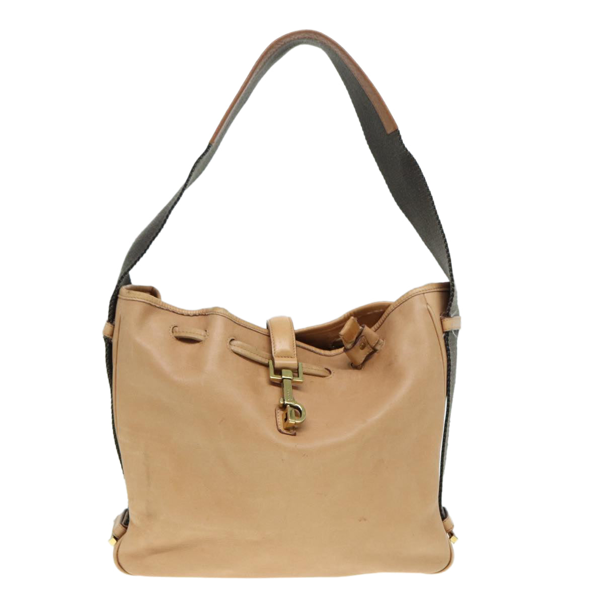 GUCCI Jackie Shoulder Bag Leather Beige Gold 92732 Auth bs17355