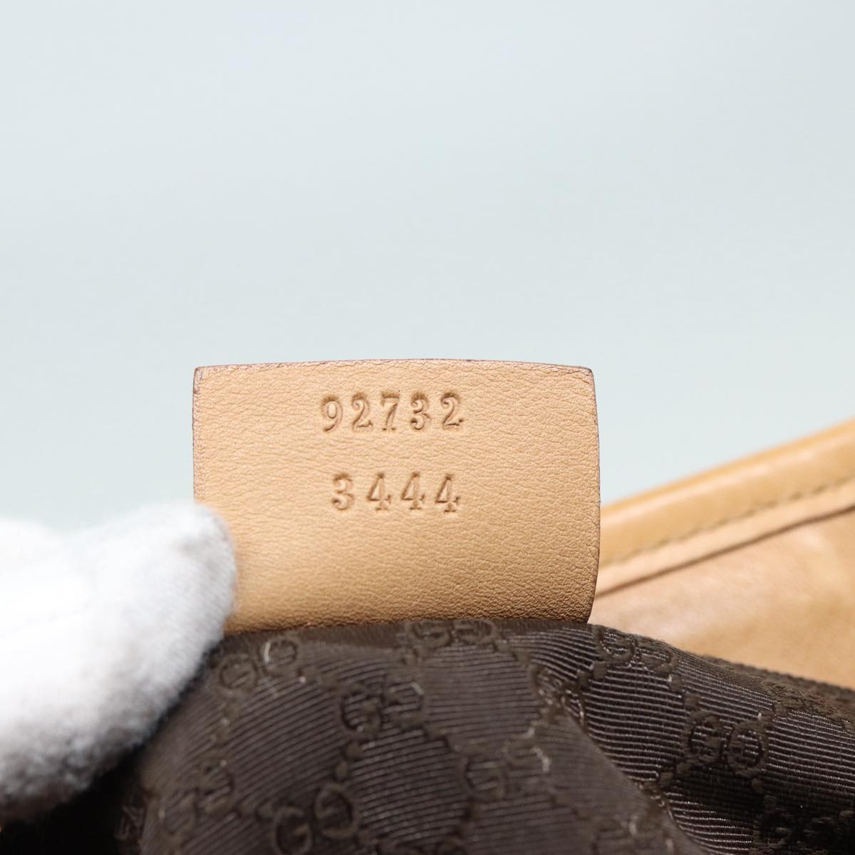GUCCI Jackie Shoulder Bag Leather Beige Gold 92732 Auth bs17355