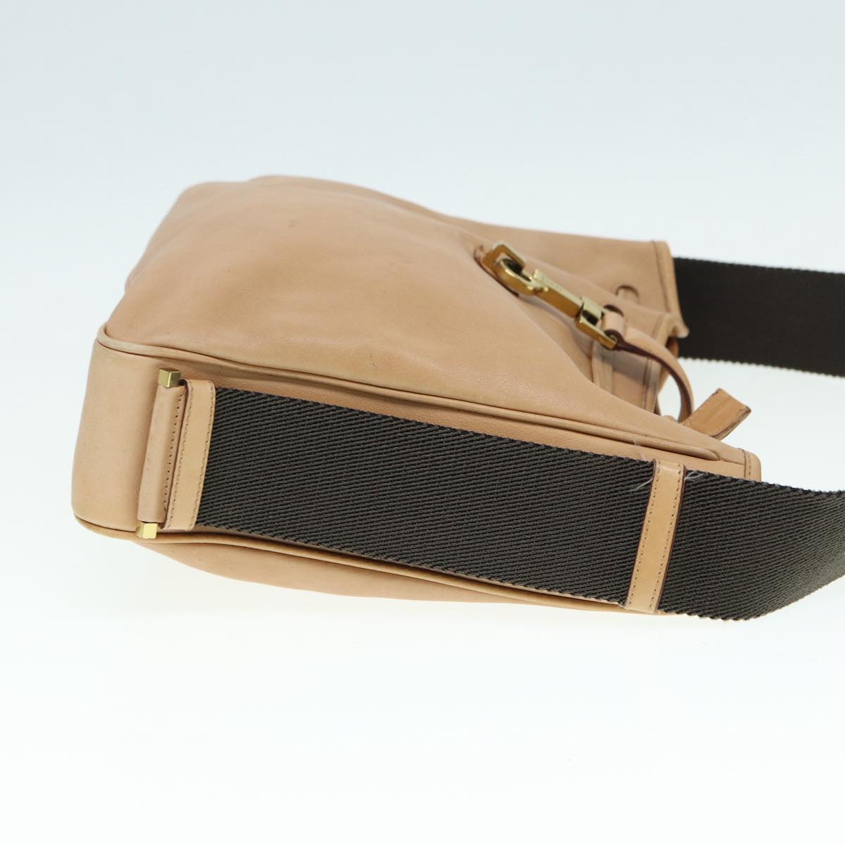 GUCCI Jackie Shoulder Bag Leather Beige Gold 92732 Auth bs17355