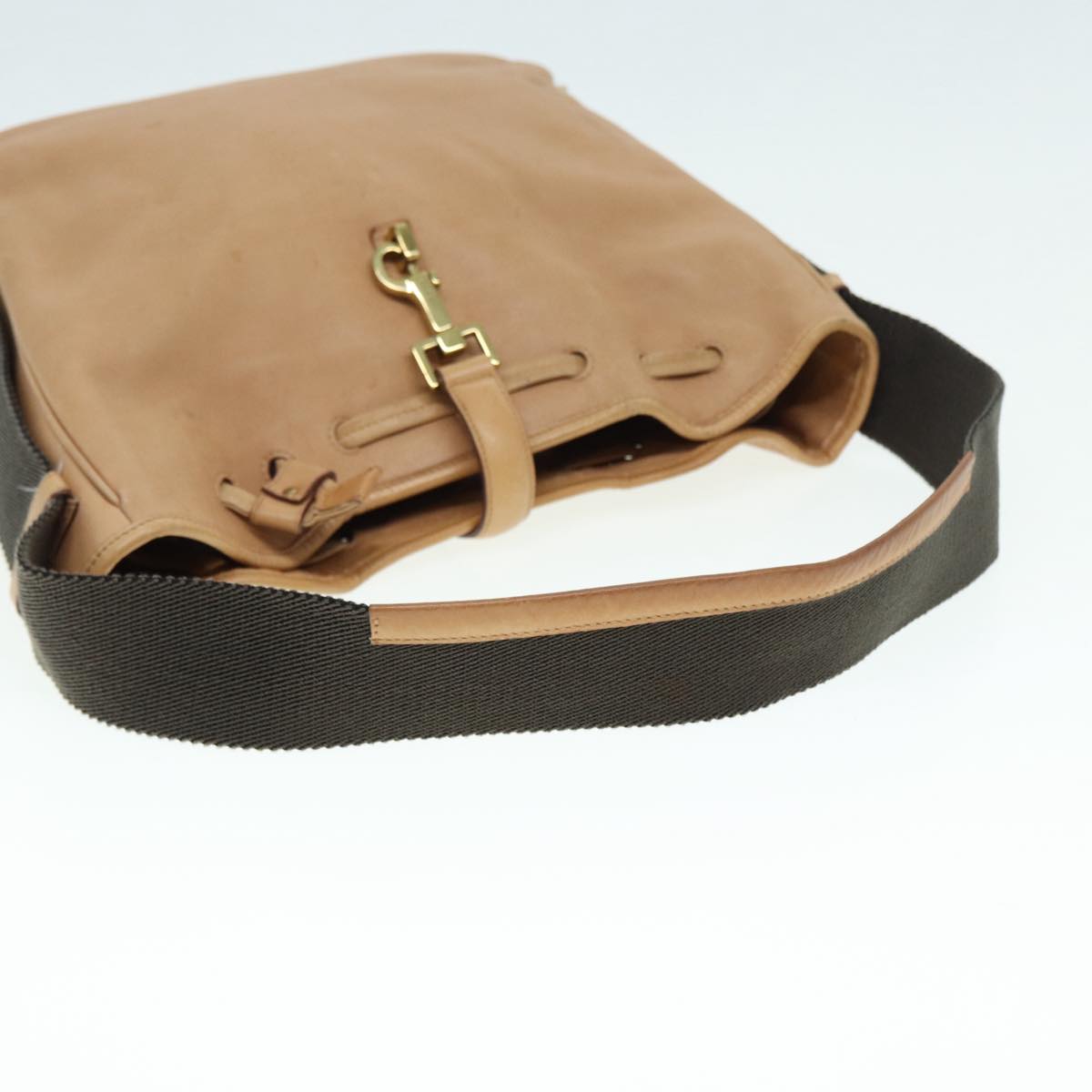 GUCCI Jackie Shoulder Bag Leather Beige Gold 92732 Auth bs17355