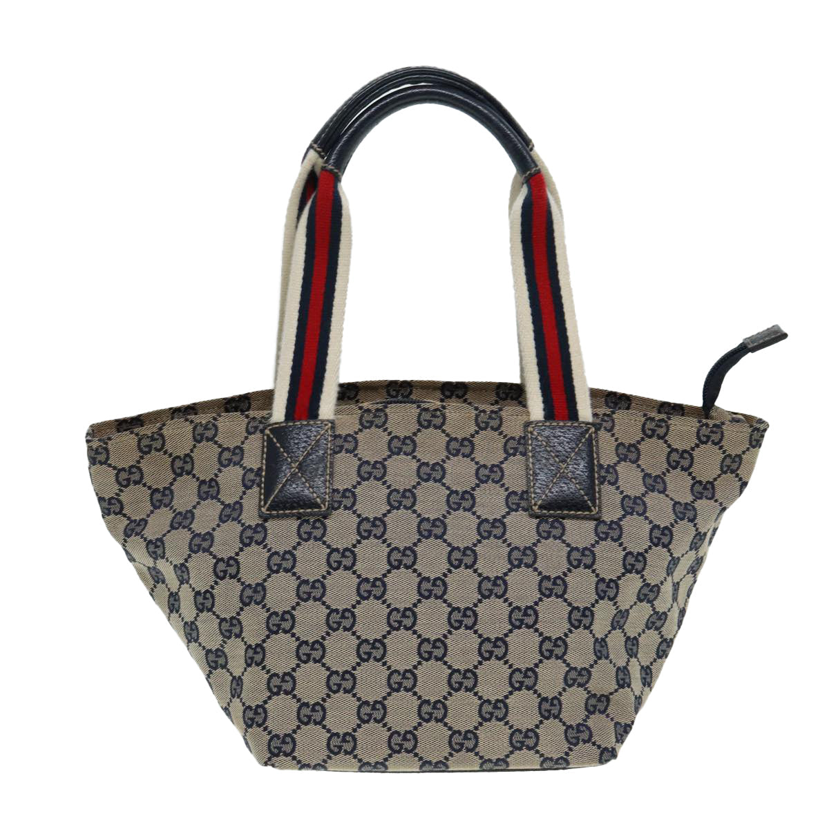 GUCCI GG Canvas Sherry Line Tote Bag Red Navy Silver 131228 Auth bs17358