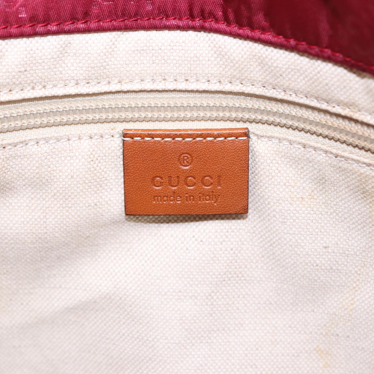 GUCCI GG Canvas Tote Bag Nylon Gold Red 282489 Auth bs17371
