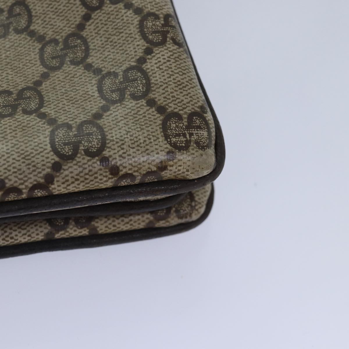 GUCCI GG Supreme Web Sherry Line Shoulder Bag PVC Beige Red Green Auth bs17435