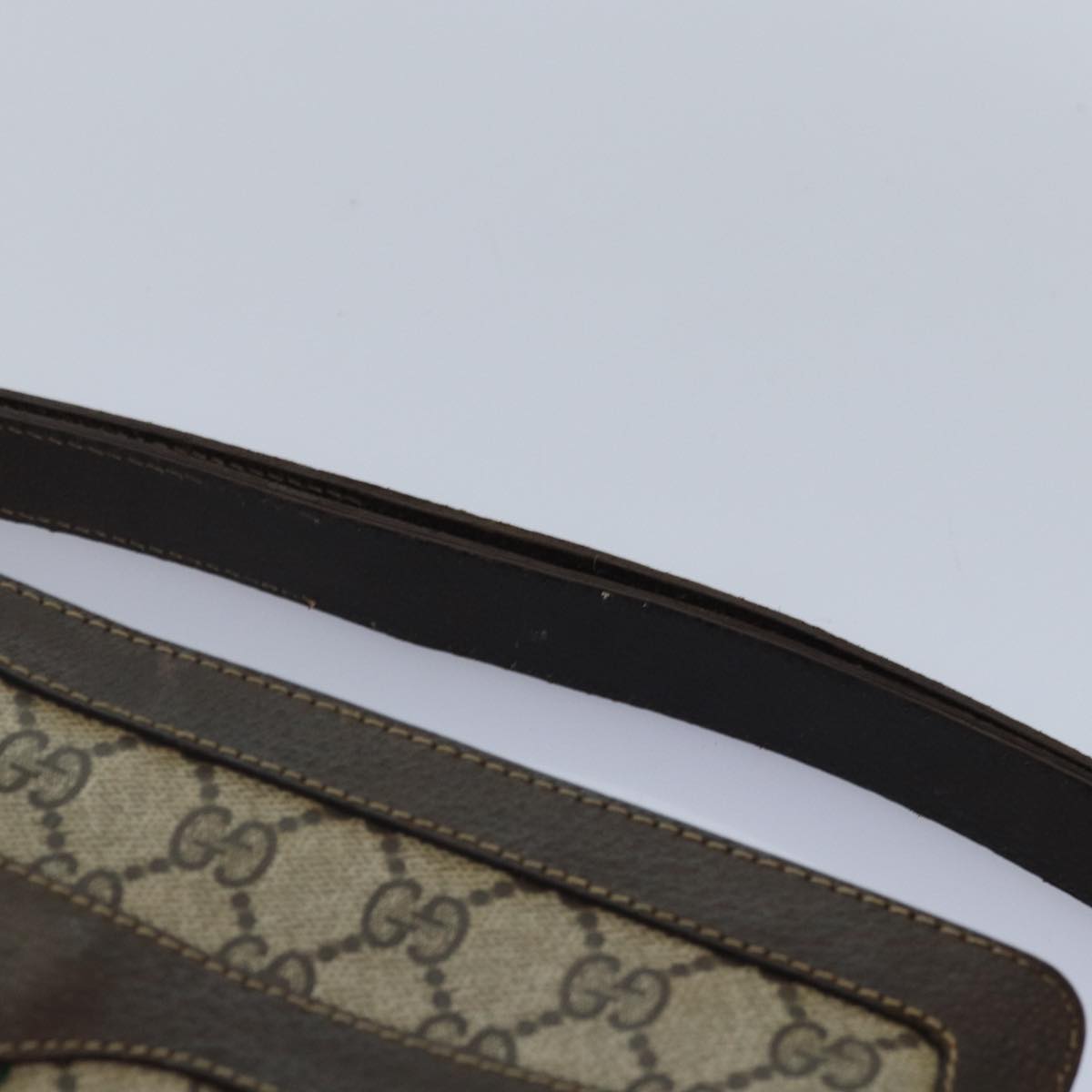 GUCCI GG Supreme Web Sherry Line Shoulder Bag PVC Beige Red Green Auth bs17435
