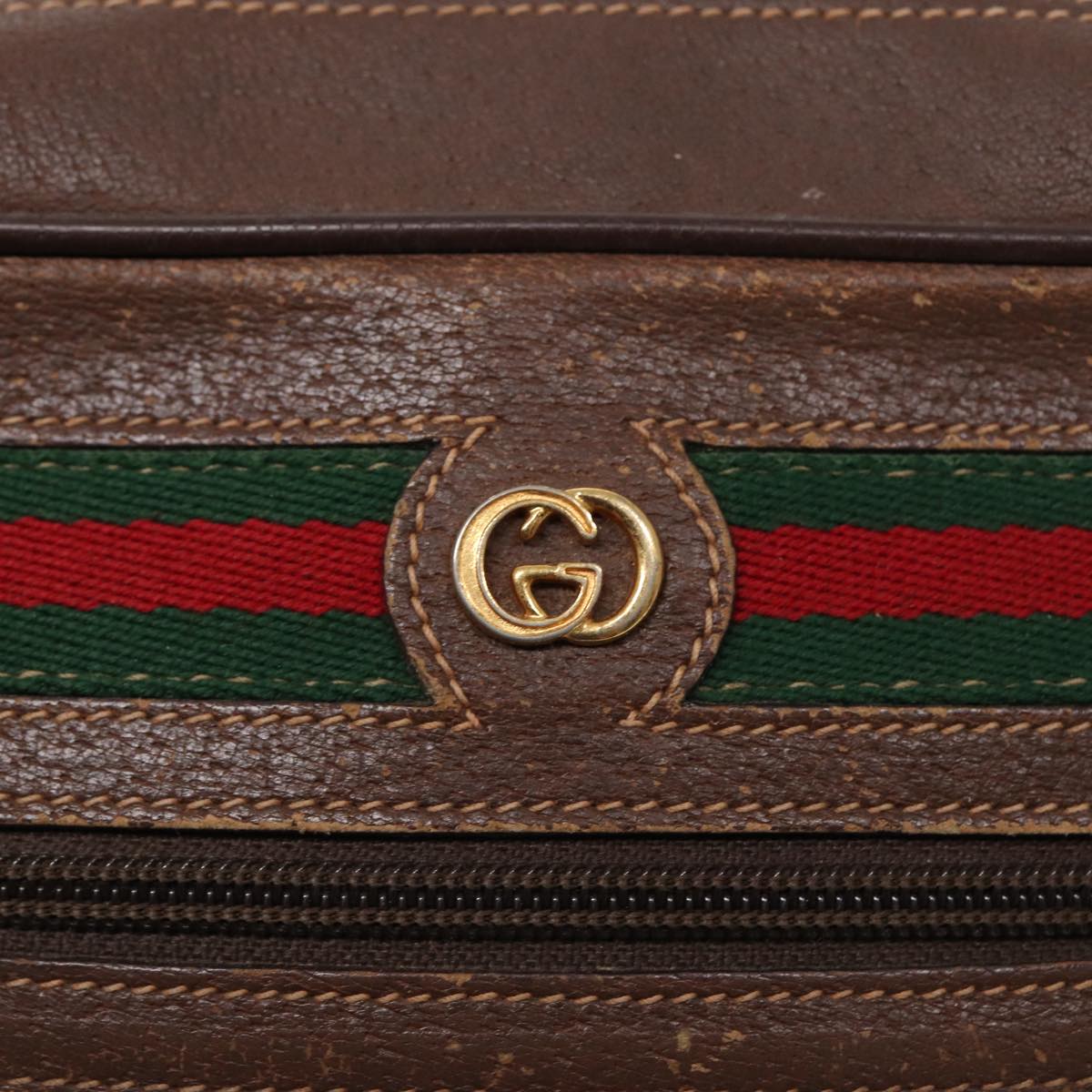 GUCCI GG Supreme Web Sherry Line Shoulder Bag PVC Beige 56 02 087 Auth bs17476
