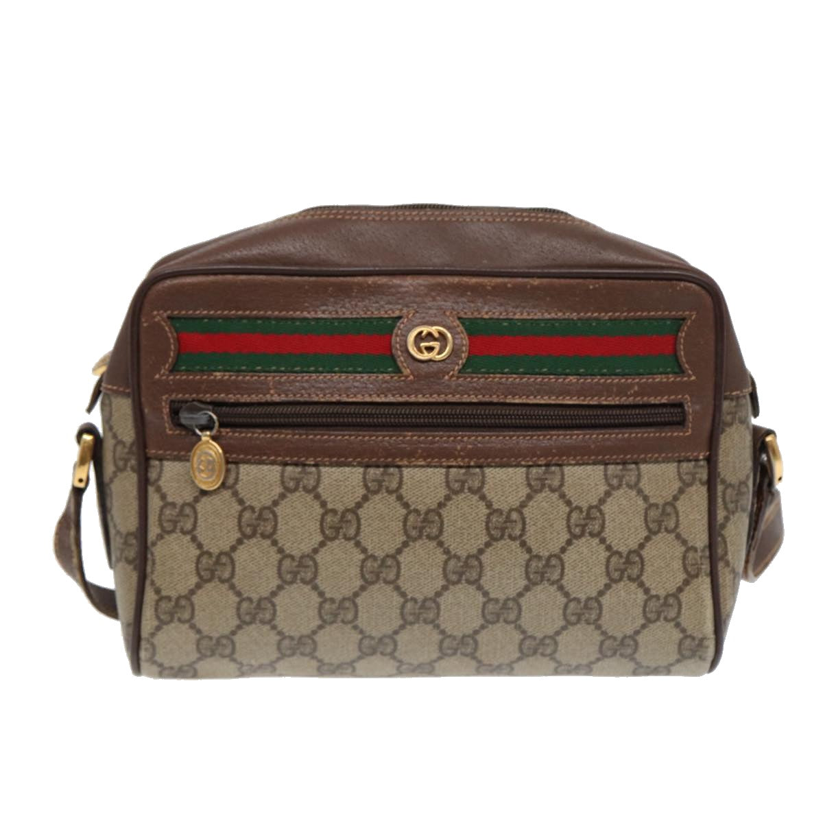 GUCCI GG Supreme Web Sherry Line Shoulder Bag PVC Beige 56 02 087 Auth bs17476