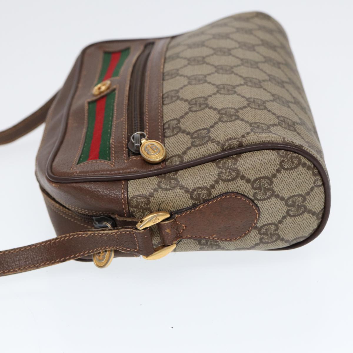 GUCCI GG Supreme Web Sherry Line Shoulder Bag PVC Beige 56 02 087 Auth bs17476
