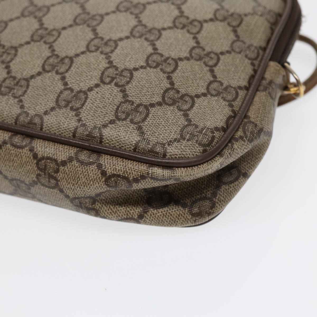 GUCCI GG Supreme Shoulder Bag PVC Leather Beige Gold 97 02 068 Auth bs17607