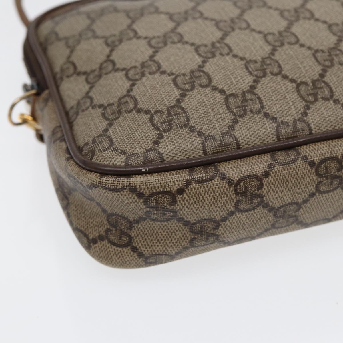 GUCCI GG Supreme Shoulder Bag PVC Leather Beige Gold 97 02 068 Auth bs17607