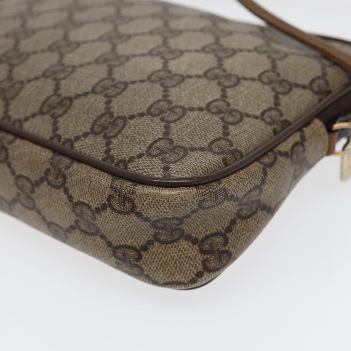 GUCCI GG Supreme Shoulder Bag PVC Leather Beige Gold 97 02 068 Auth bs17607