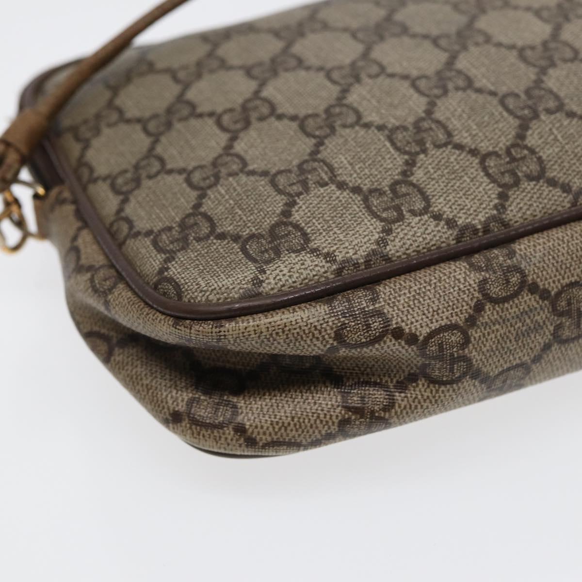 GUCCI GG Supreme Shoulder Bag PVC Leather Beige Gold 97 02 068 Auth bs17607