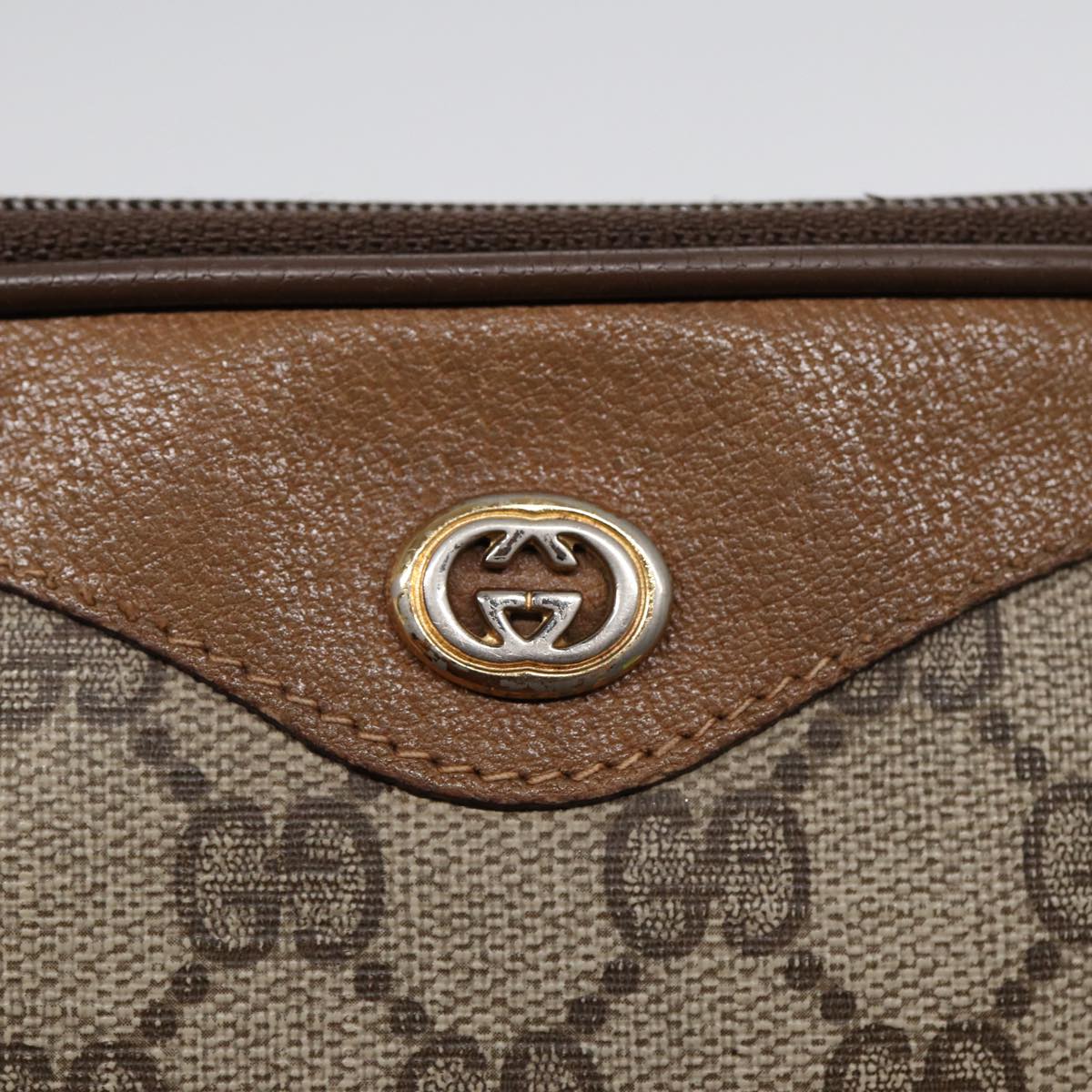 GUCCI GG Supreme Shoulder Bag PVC Leather Beige Gold 97 02 068 Auth bs17607