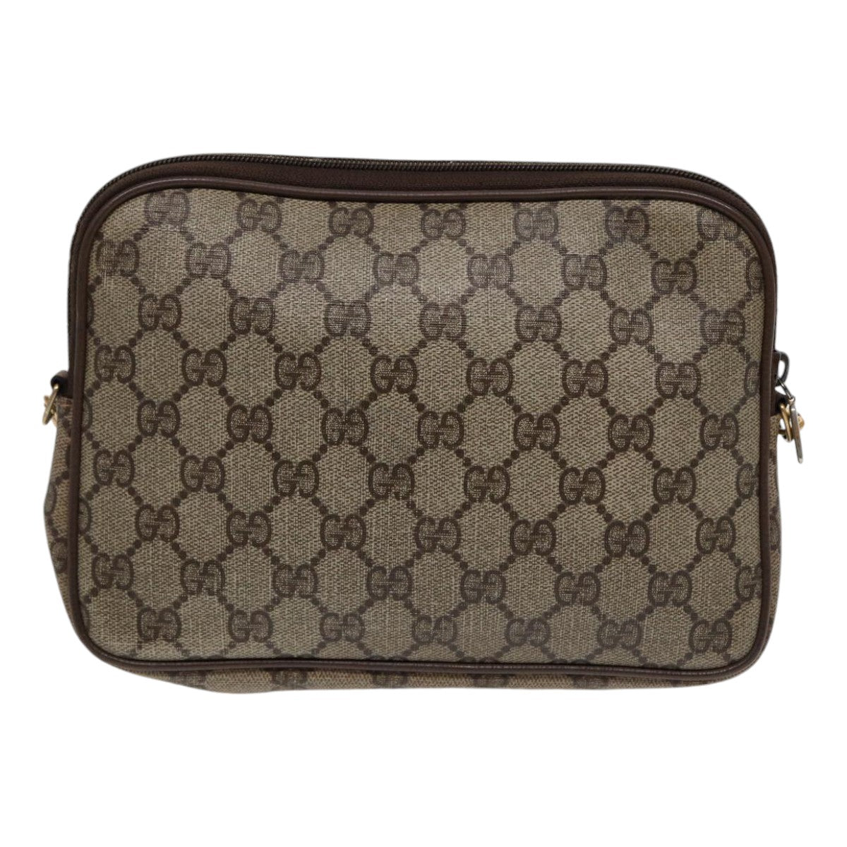 GUCCI GG Supreme Shoulder Bag PVC Leather Beige Gold 97 02 068 Auth bs17607