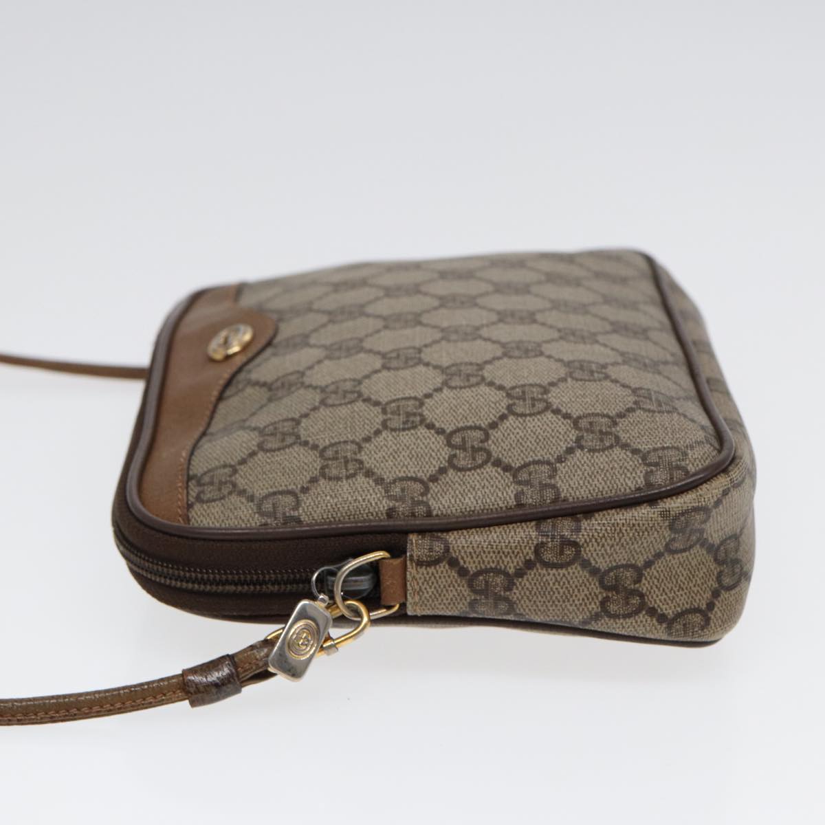 GUCCI GG Supreme Shoulder Bag PVC Leather Beige Gold 97 02 068 Auth bs17607