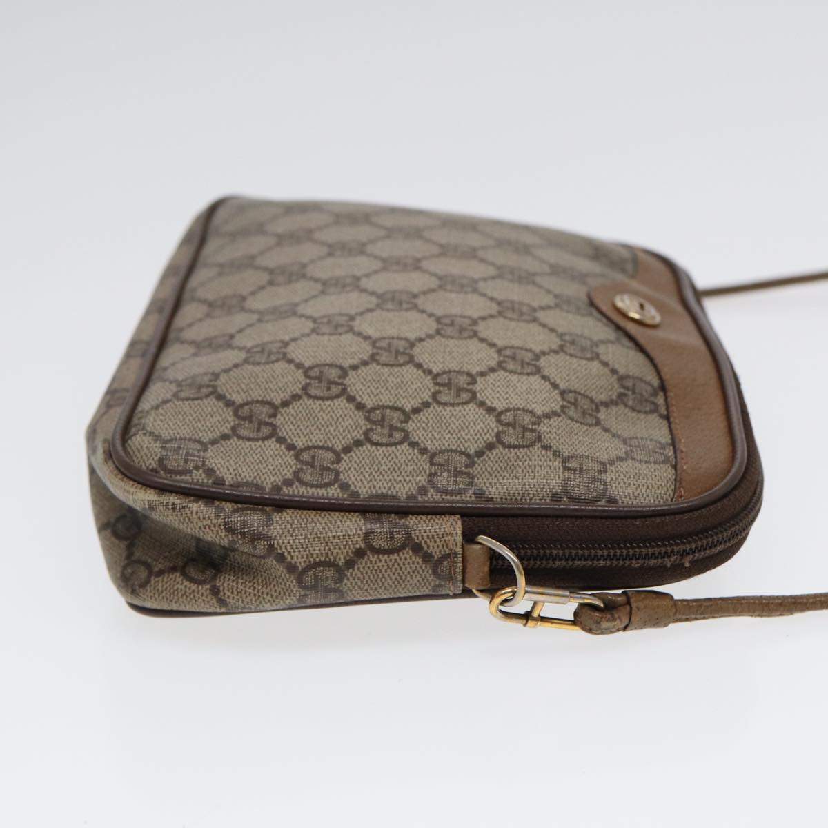 GUCCI GG Supreme Shoulder Bag PVC Leather Beige Gold 97 02 068 Auth bs17607