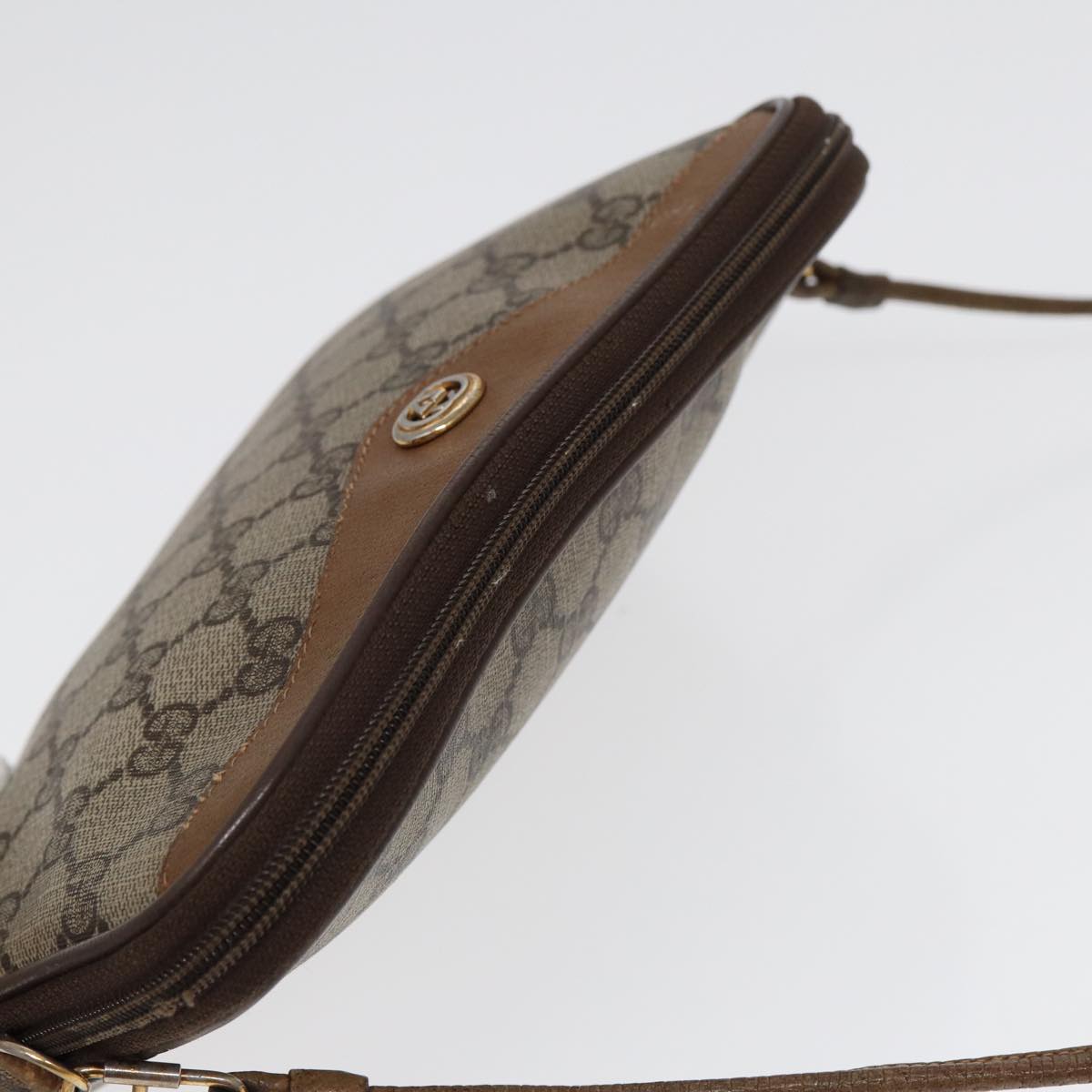 GUCCI GG Supreme Shoulder Bag PVC Leather Beige Gold 97 02 068 Auth bs17607