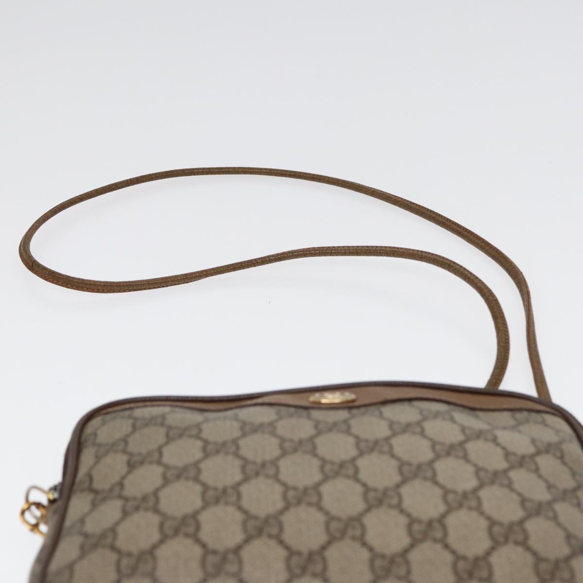 GUCCI GG Supreme Shoulder Bag PVC Leather Beige Gold 97 02 068 Auth bs17607