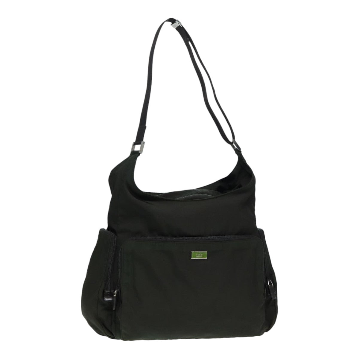 GUCCI Shoulder Bag Canvas Khaki Silver 019 0304 200047 Auth bs17688