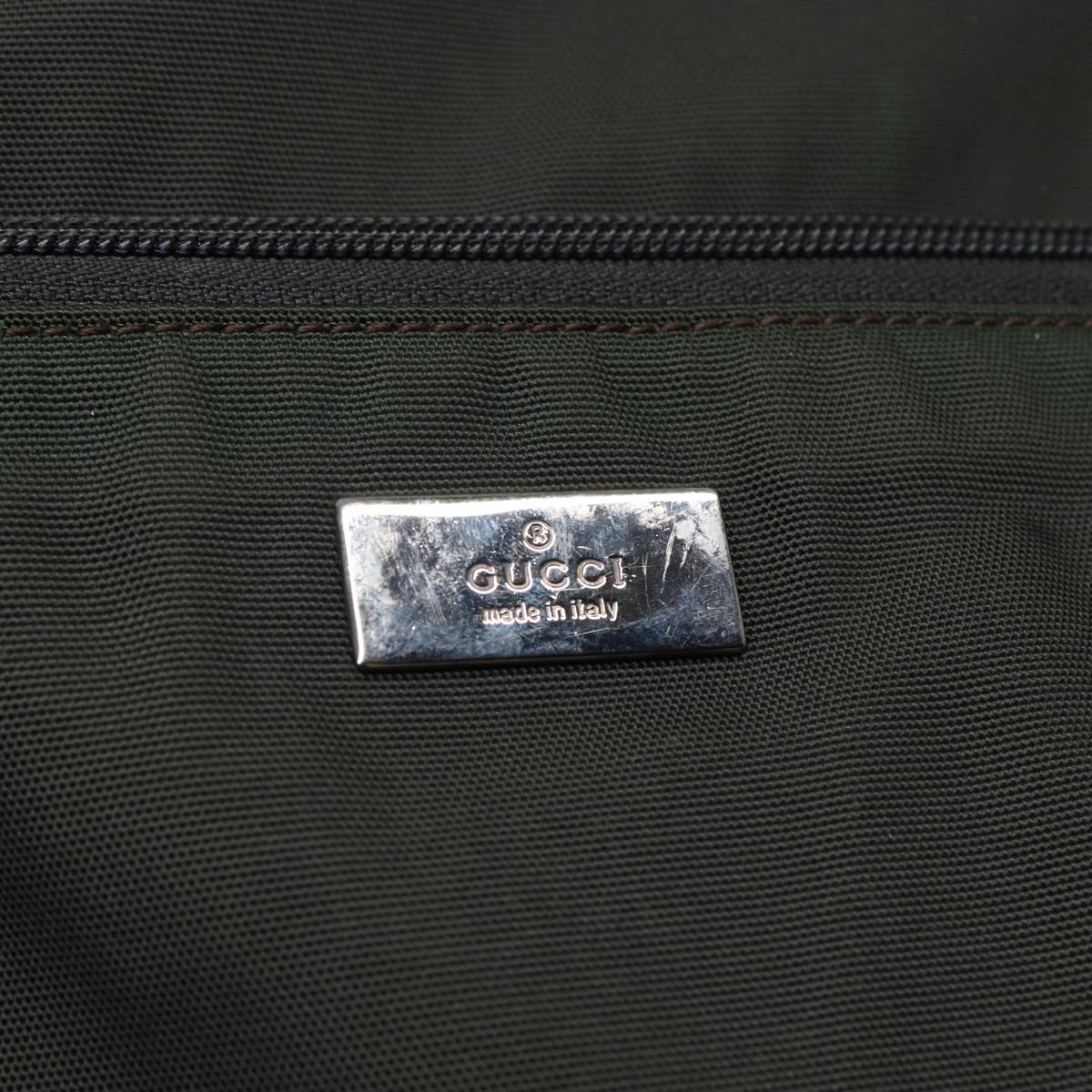 GUCCI Shoulder Bag Canvas Khaki Silver 019 0304 200047 Auth bs17688