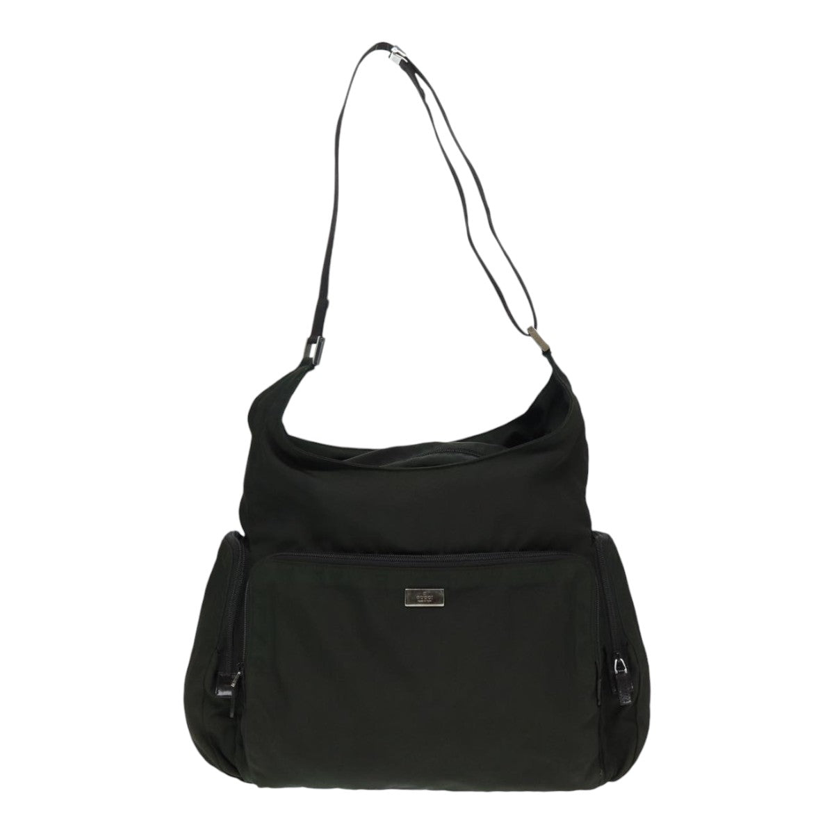 GUCCI Shoulder Bag Canvas Khaki Silver 019 0304 200047 Auth bs17688
