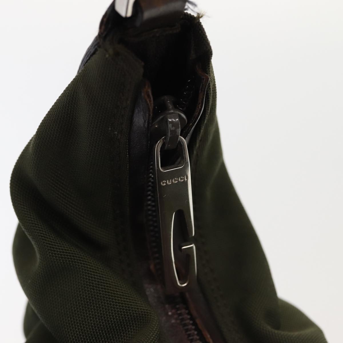 GUCCI Shoulder Bag Nylon Green Silver Auth bs17713