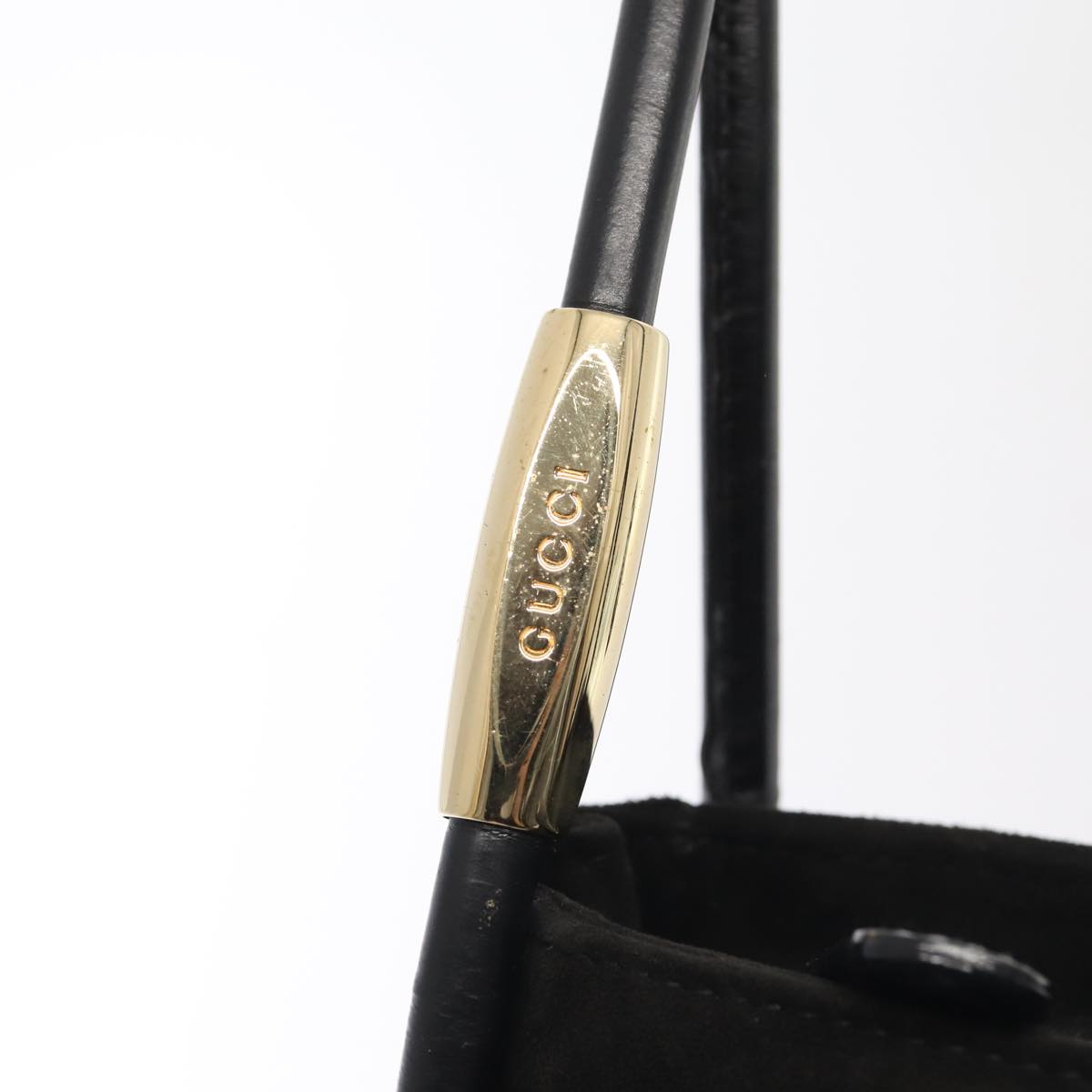 GUCCI Shoulder Bag Suede Black Gold 000 2855 0550 0 Auth bs17714