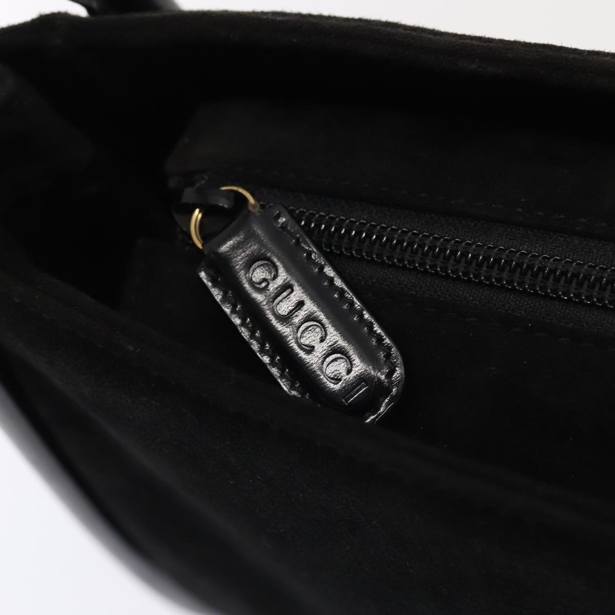 GUCCI Shoulder Bag Suede Black Gold 000 2855 0550 0 Auth bs17714