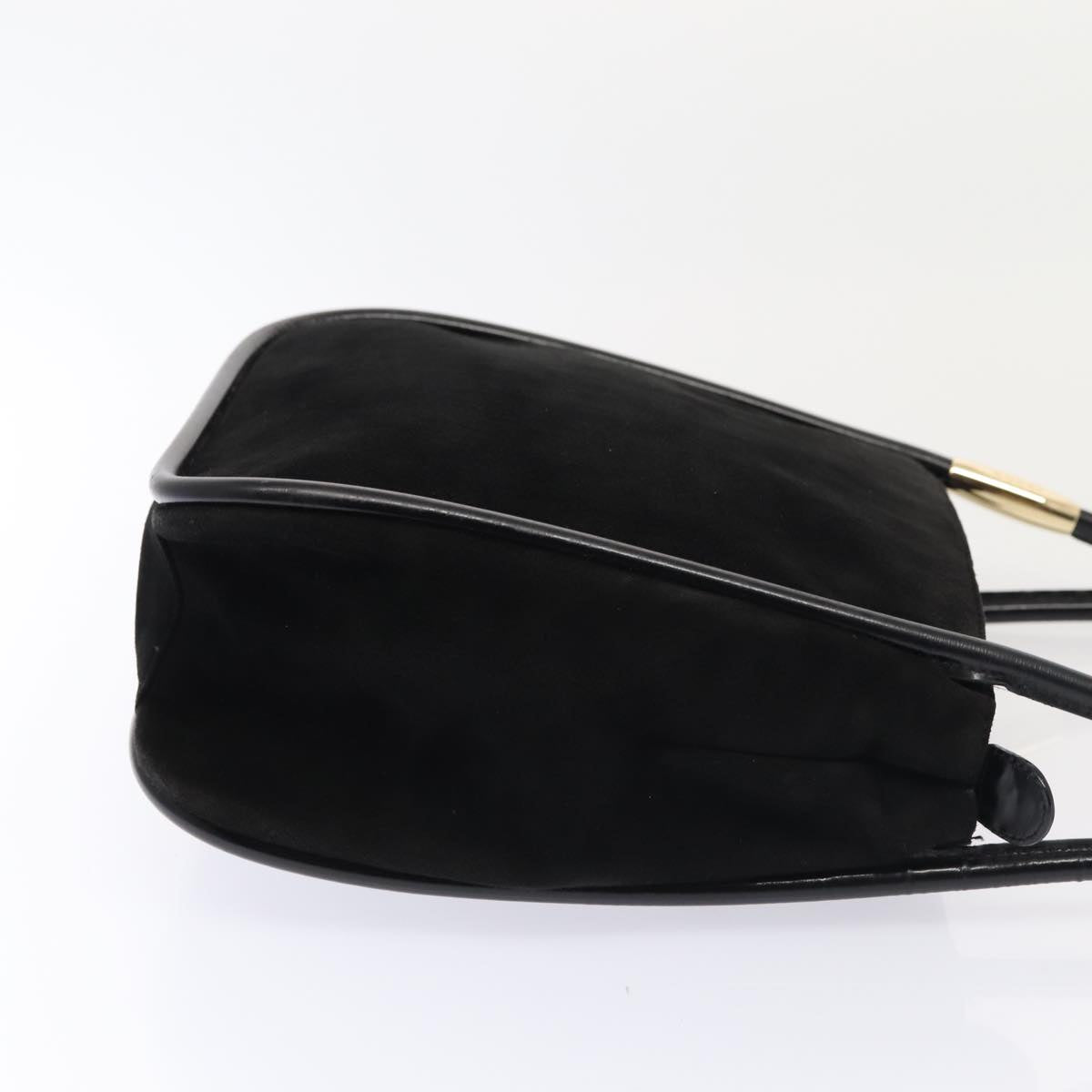 GUCCI Shoulder Bag Suede Black Gold 000 2855 0550 0 Auth bs17714