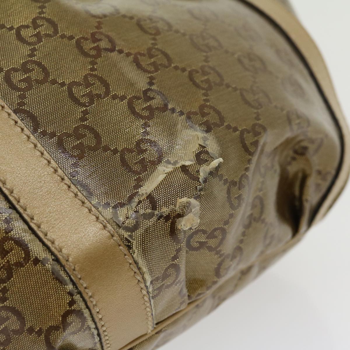 GUCCI GG Canvas Tote Bag Beige Gold 211983204991 bs1798