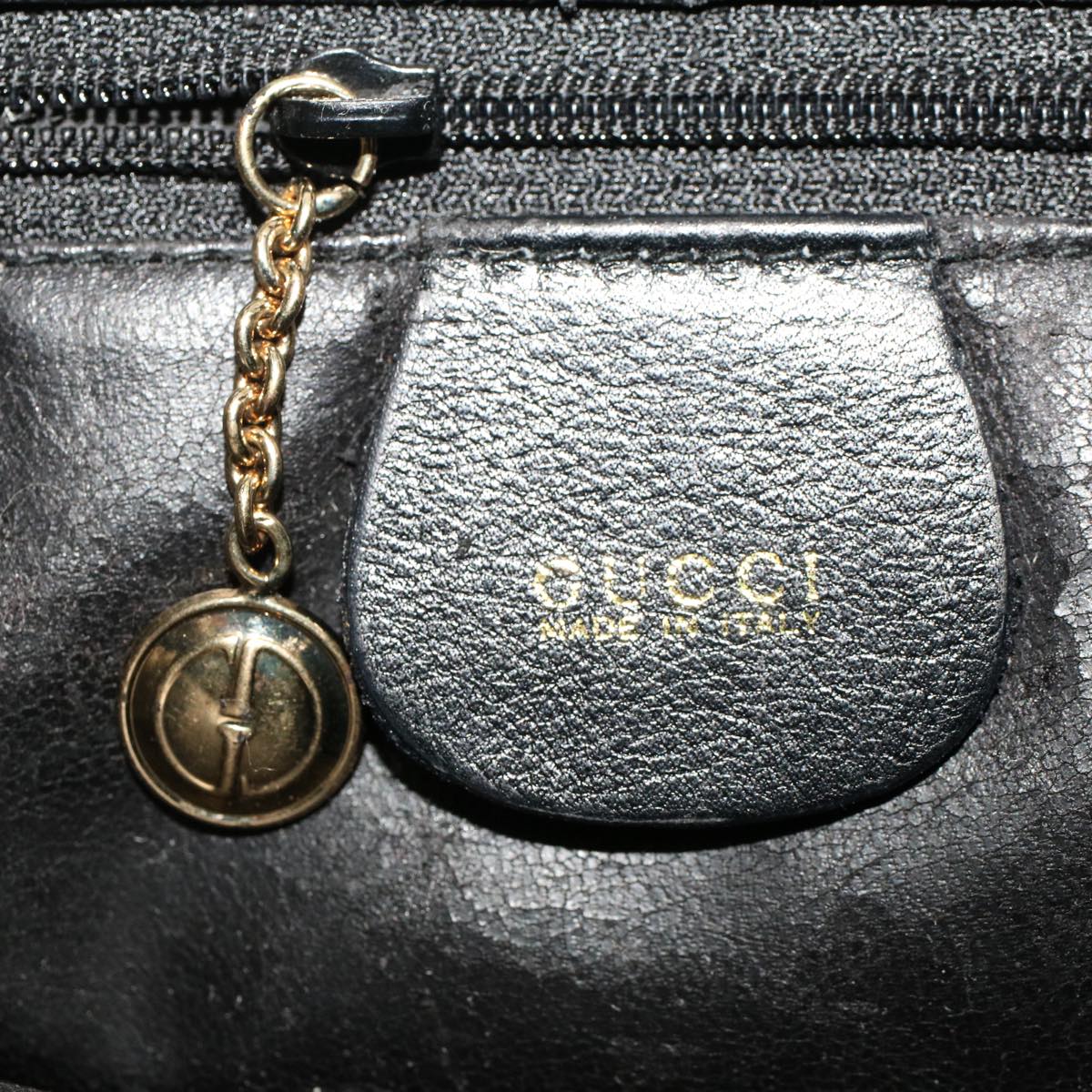 GUCCI Bamboo Shoulder Bag Leather Black 0011638 bs6460