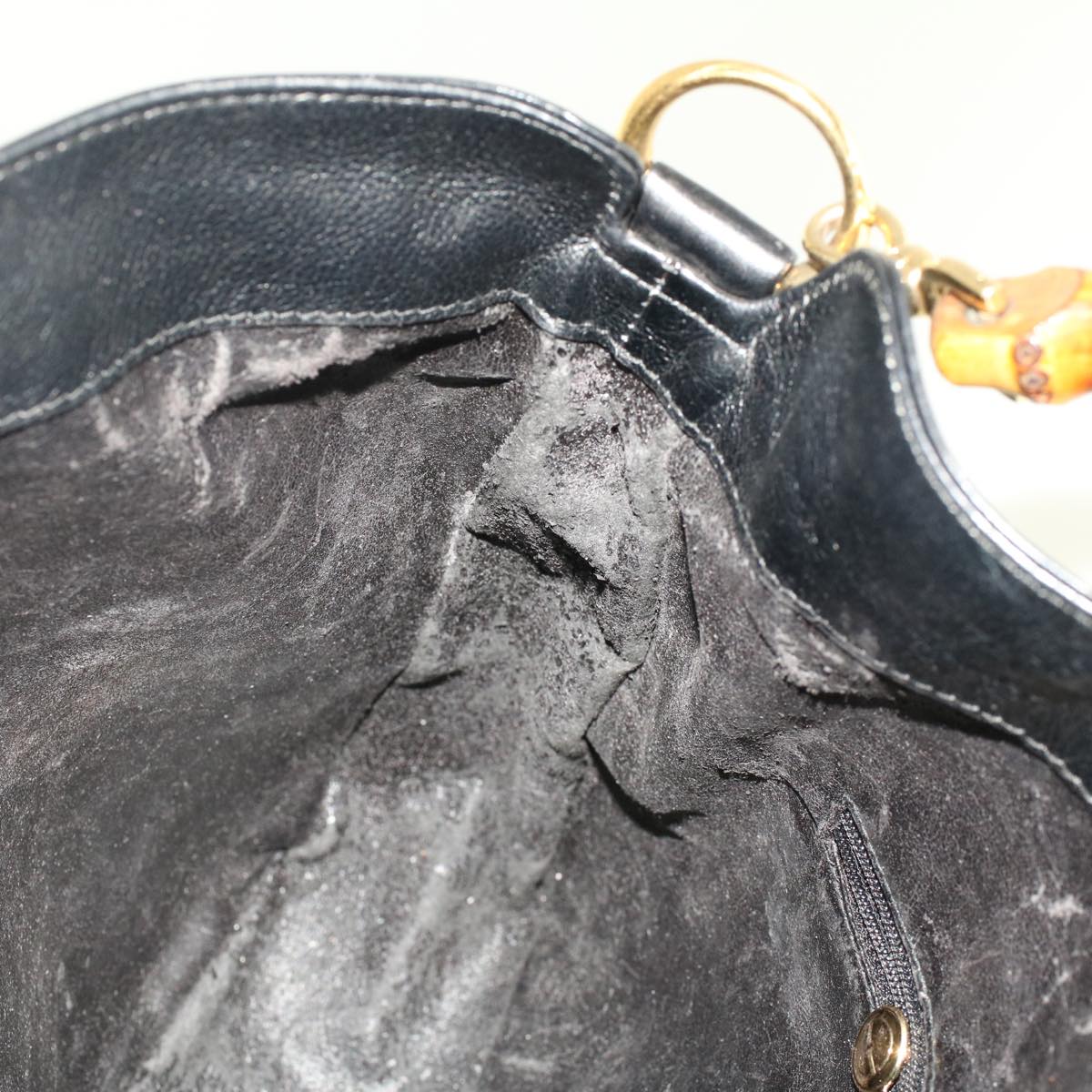 GUCCI Bamboo Shoulder Bag Leather Black 0011638 bs6460