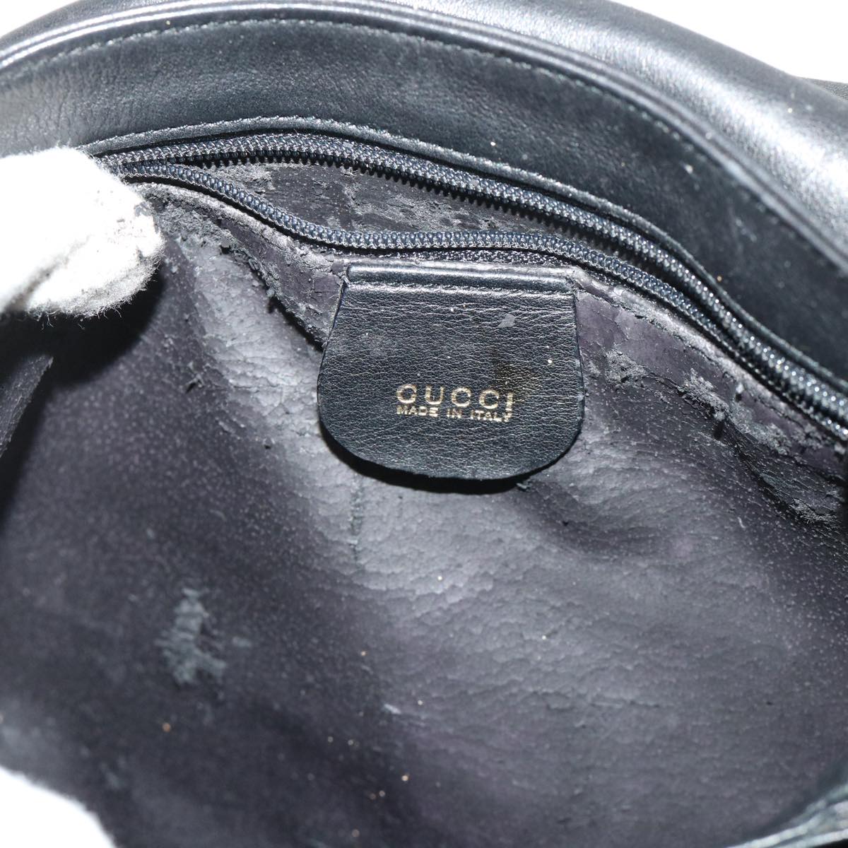 GUCCI Shoulder Bag Leather Black bs6638