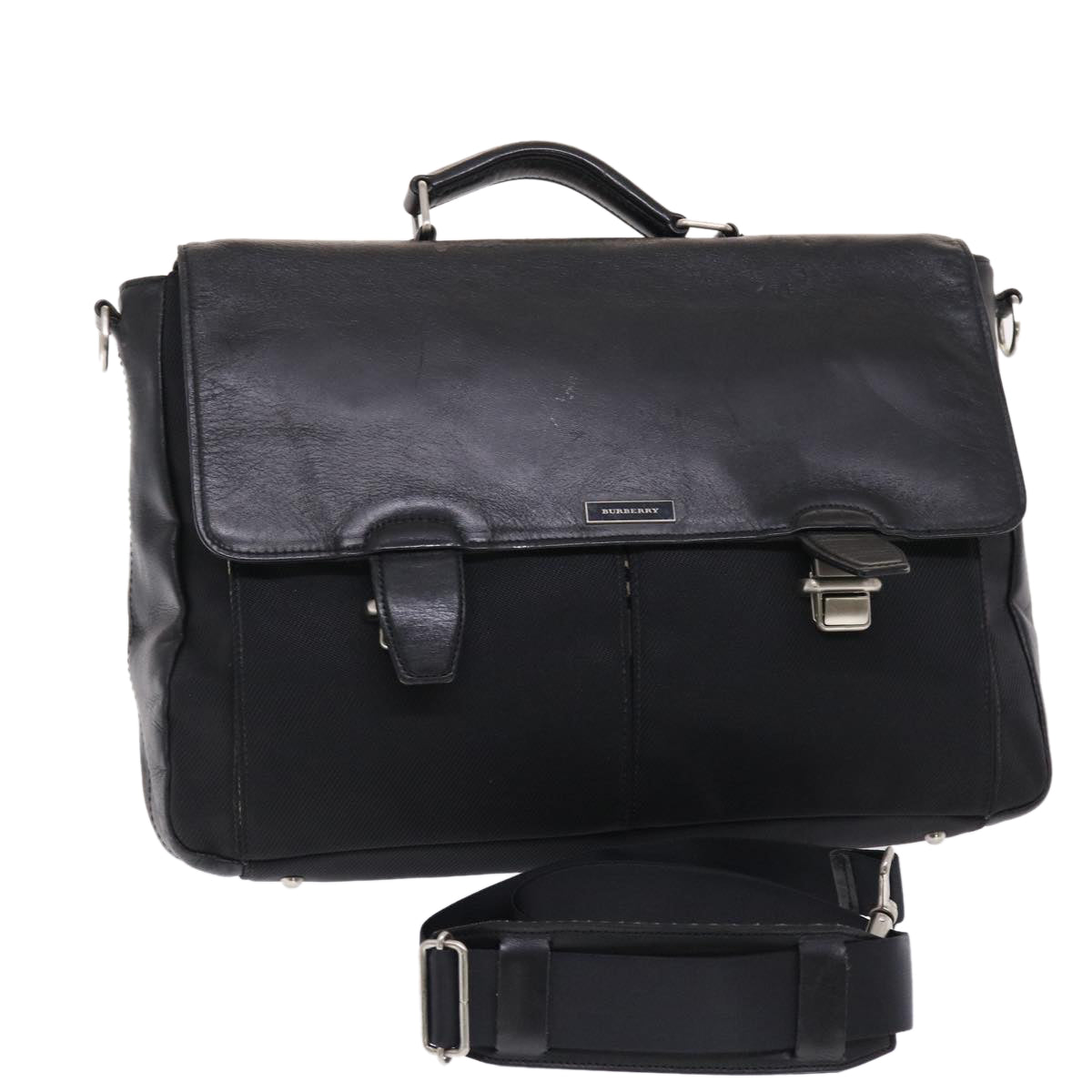 Burberry Shoulder Bag Canvas Leather 2way Black Auth bs6876