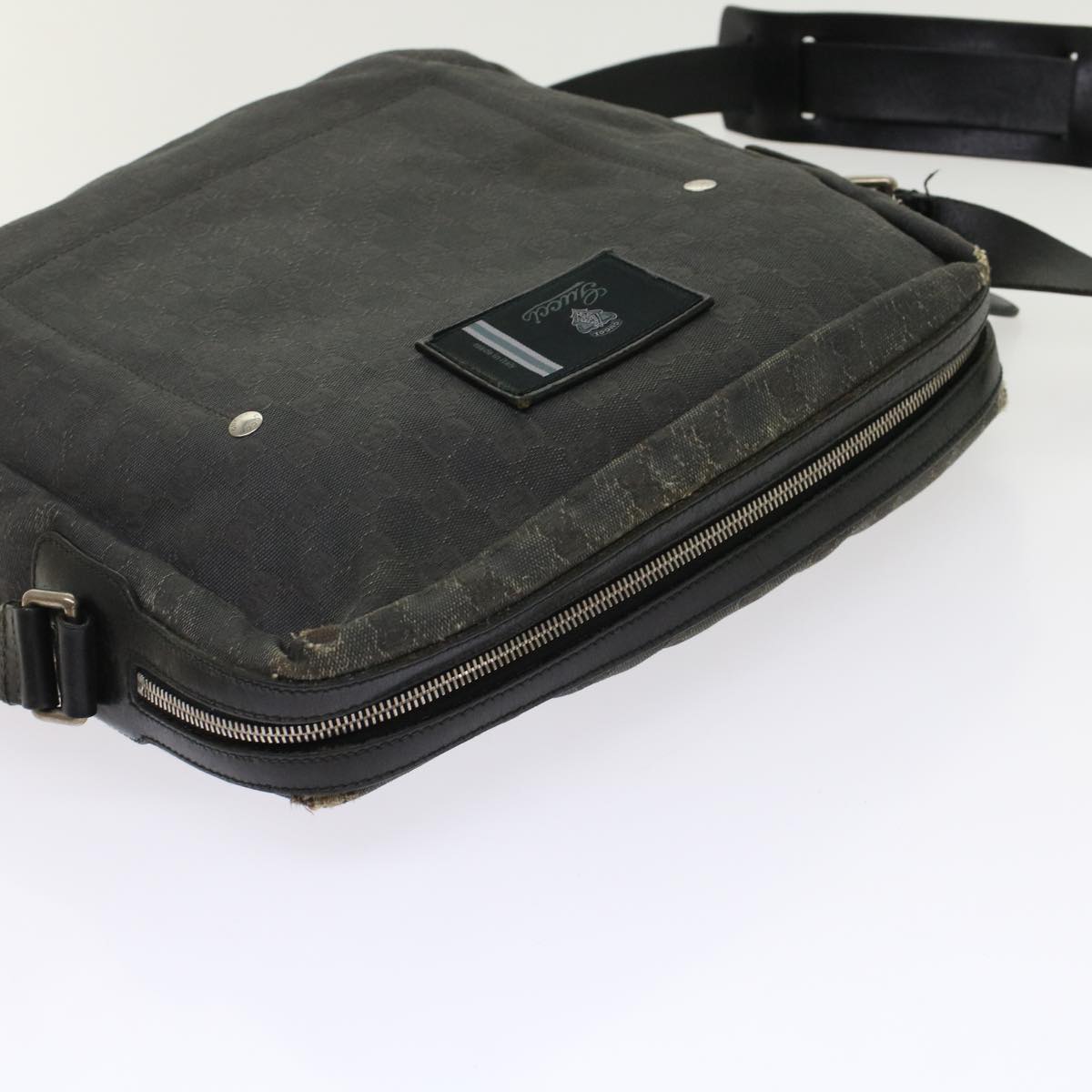 GUCCI GG Canvas Shoulder Bag Coated Canvas Leather 2Set Black Beige bs7126