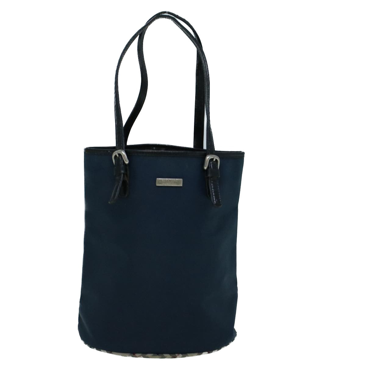 Burberry Nova Check Shoulder Bag Nylon Leather Navy Beige Auth bs8926
