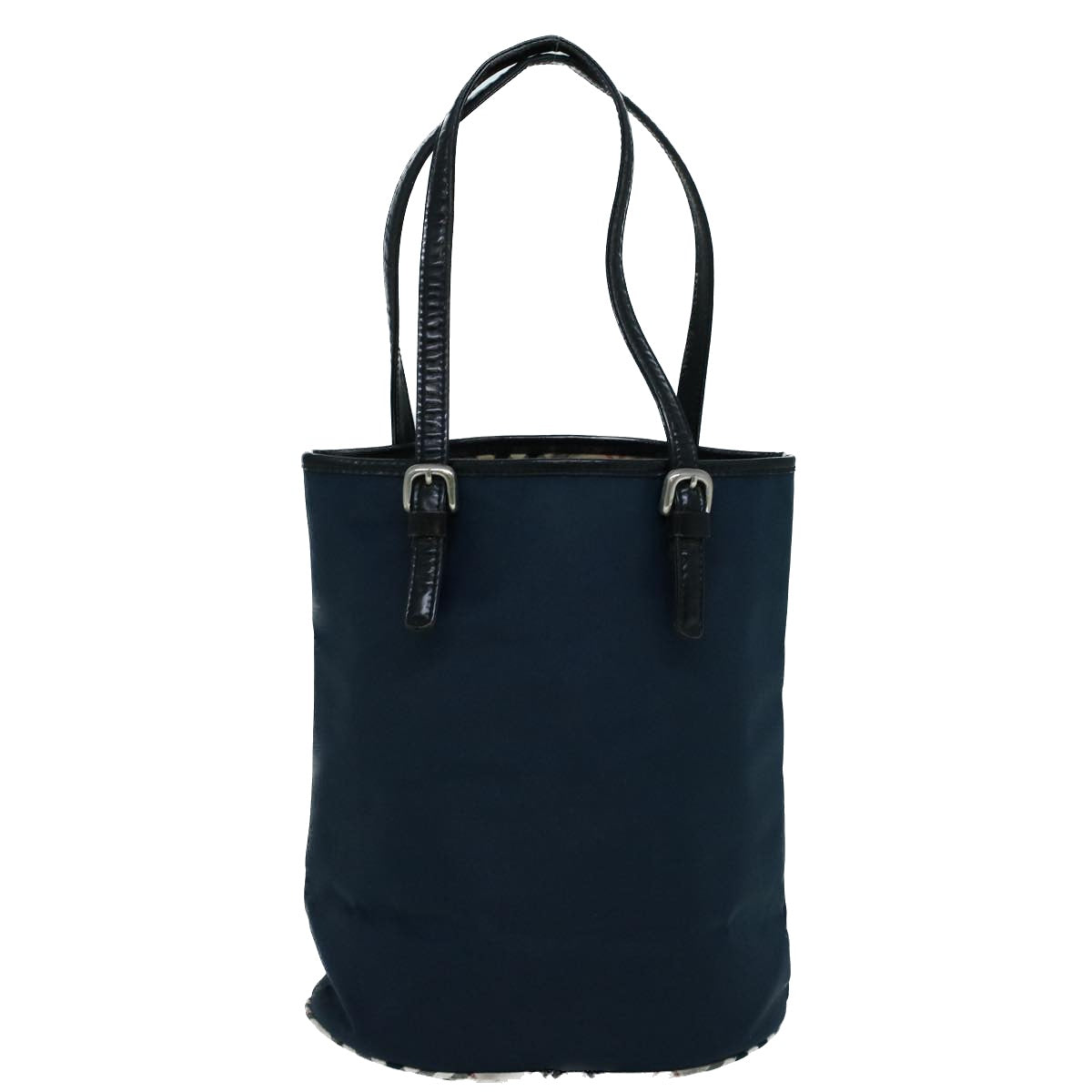 Burberry Nova Check Shoulder Bag Nylon Leather Navy Beige Auth bs8926