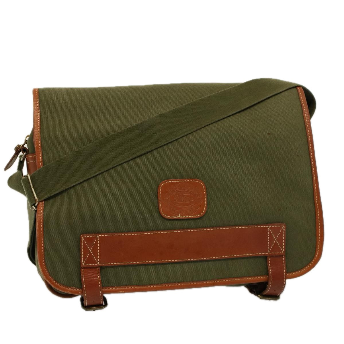 BurberrySs Shoulder Bag Canvas Khaki Auth bs9442