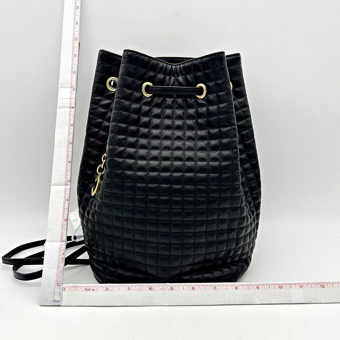 Pre-owned CELINE Calfskin Quilted Small C Backpack Black LA30799