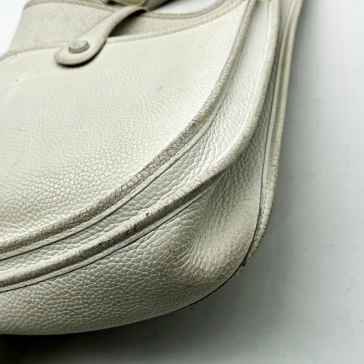 HERMES Taurillon Clemence Evelyne III PM Gris Perle Bleu Lin LA28861