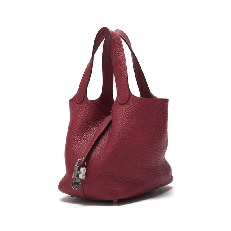 HERMES Picotin Lock PM Handbag Clemence Rouge Kazak (Silver G) Handbag Handbag Ladies Back ( Delivery) Dutch s Online