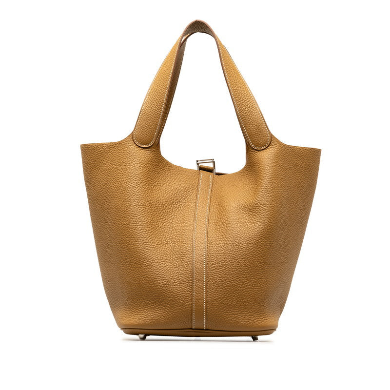 Hermes Picotin Lock GM Handbag Biscuituit Brown Clemence Hermes