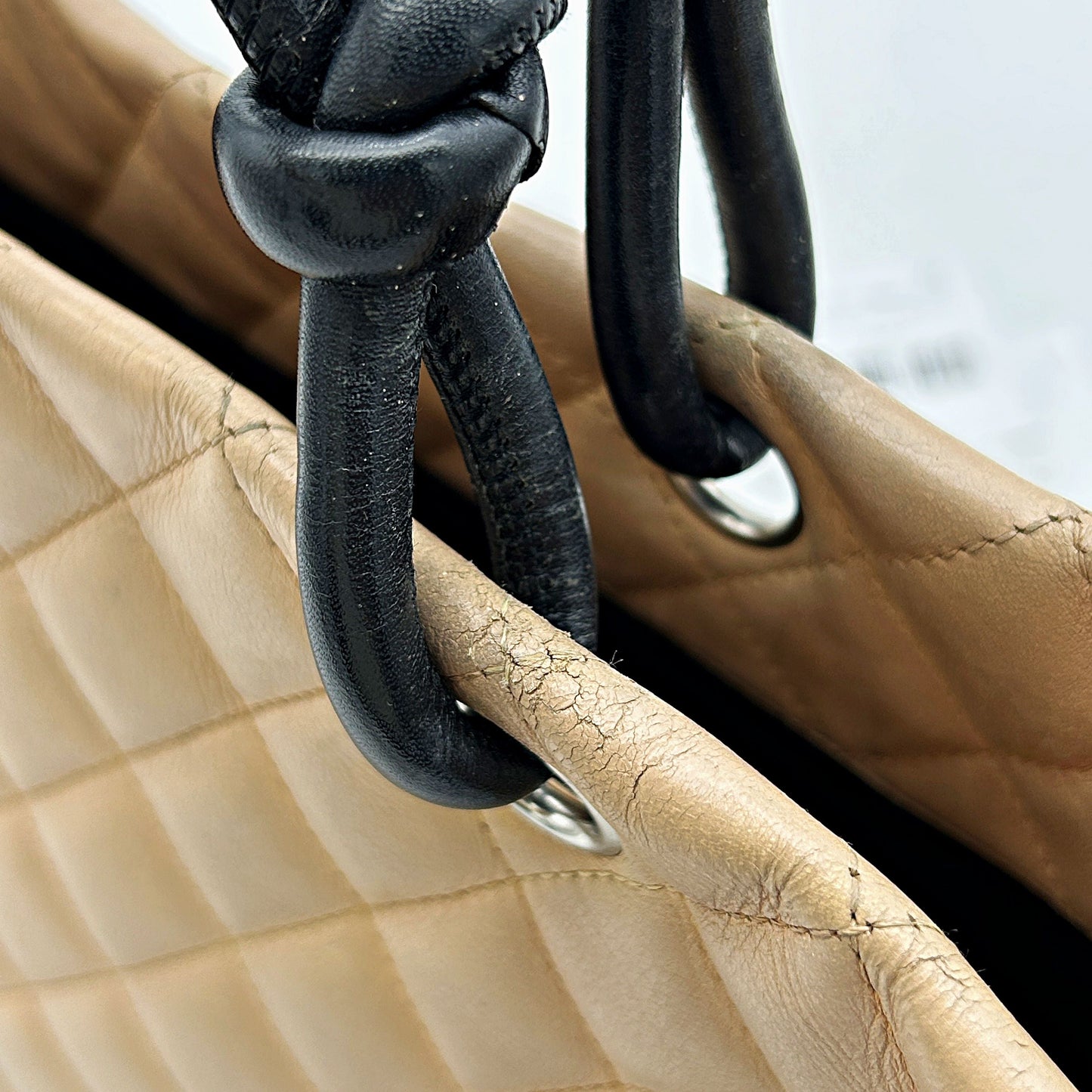 CHANEL | Bags | Chanel Cambon Nude Pink Black Cc Leather Tote Shoulder Bag LA13669