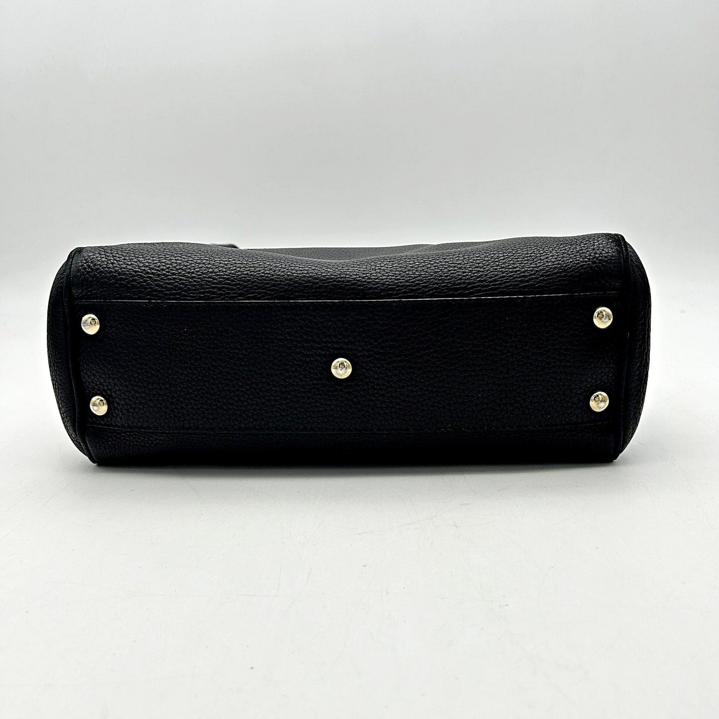 Gucci Black Pebbled Leather Bamboo Top Handle Small Shopper Tote Bag LA15895