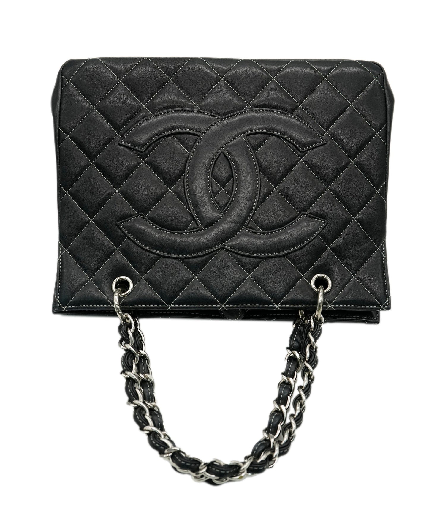 CHANEL Big COCO Chain Shoulder Bag Leather Black DBXS2169