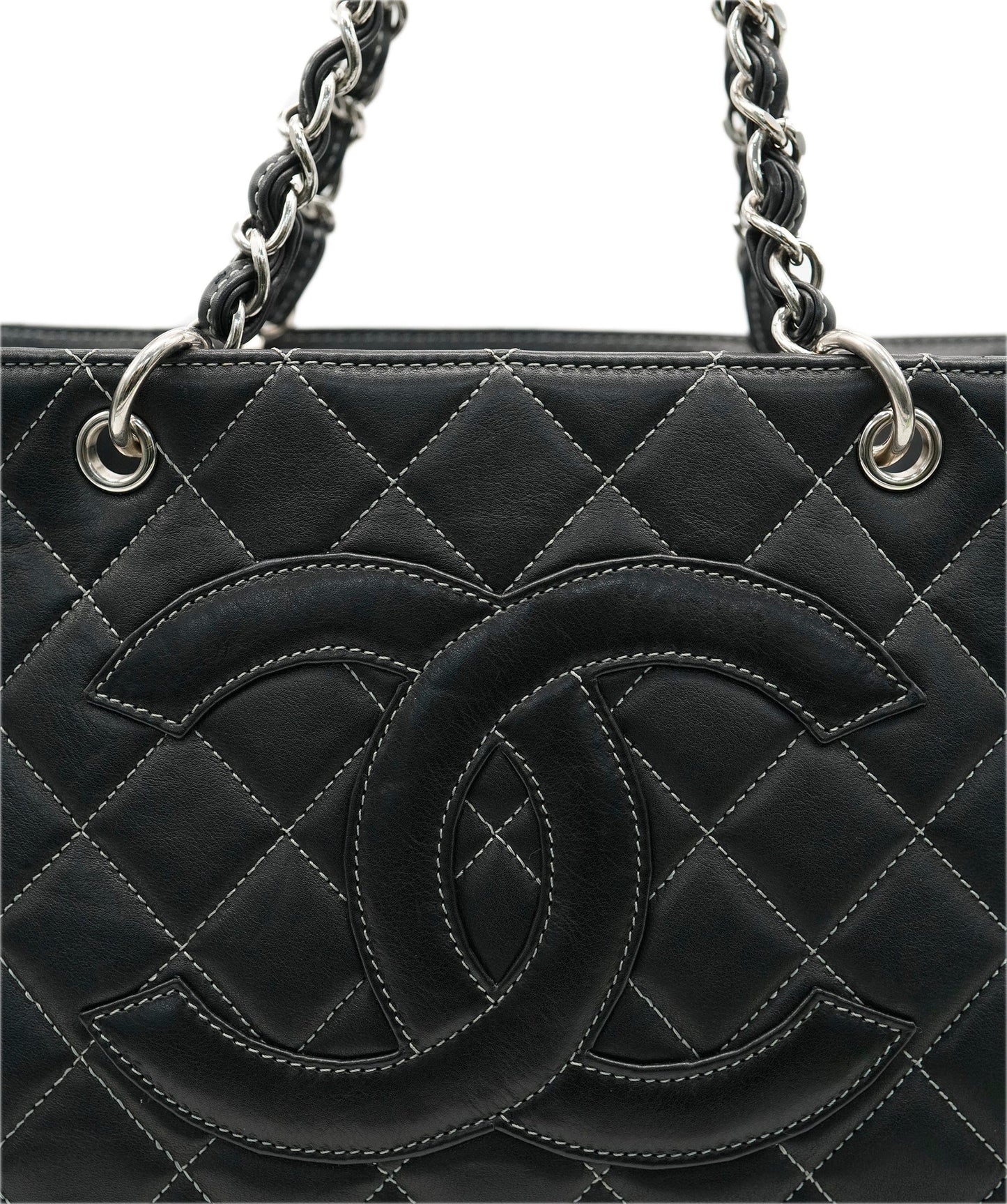 CHANEL Big COCO Chain Shoulder Bag Leather Black DBXS2169