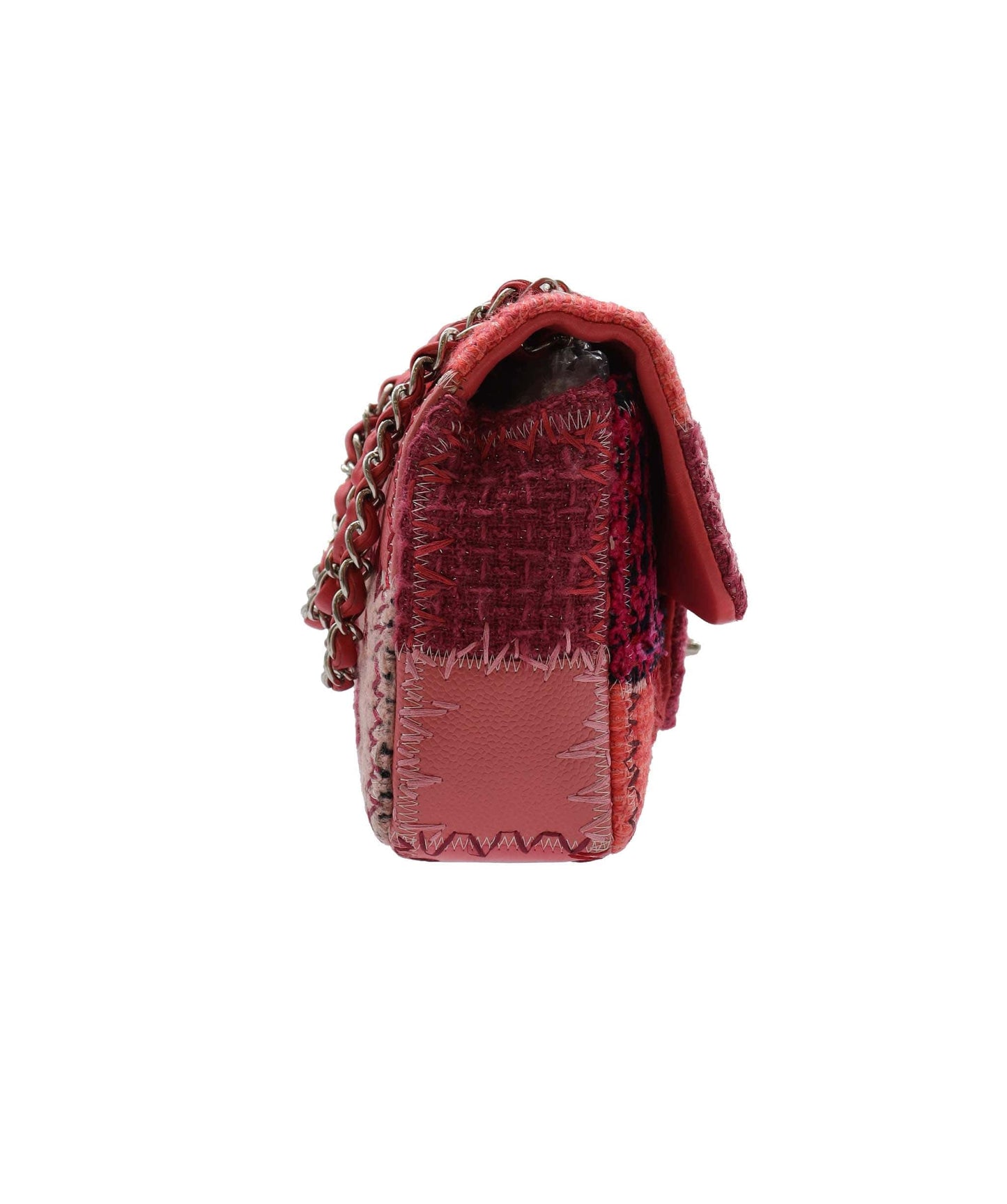 CHANEL CHAIN SHOULDER BAG PATCHWORK MULTICOLOR CANVAS LEATHER DXBS2197