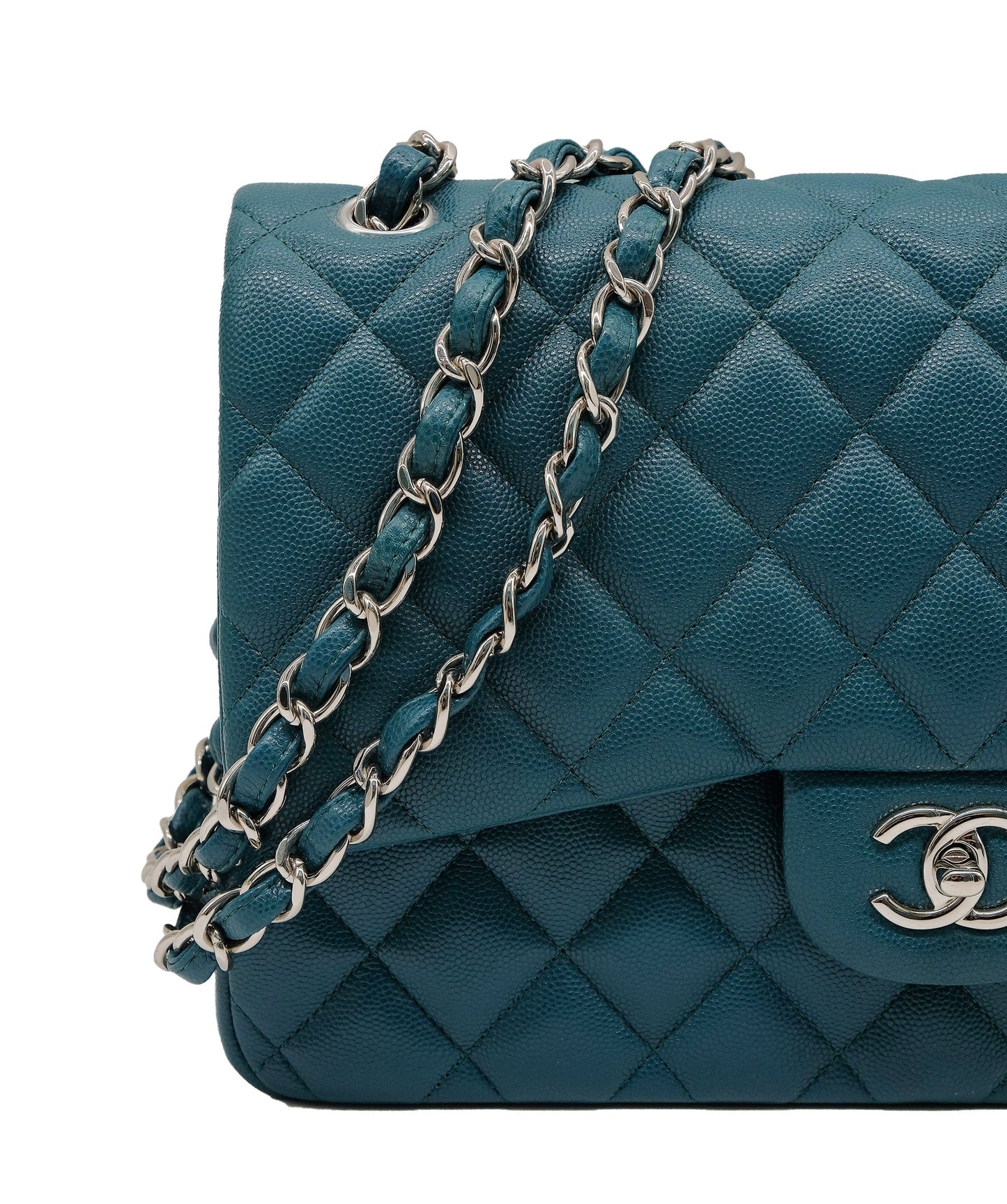 Chanel Jumbo Green Double Classic Flap Shoulder Bag RJC3741