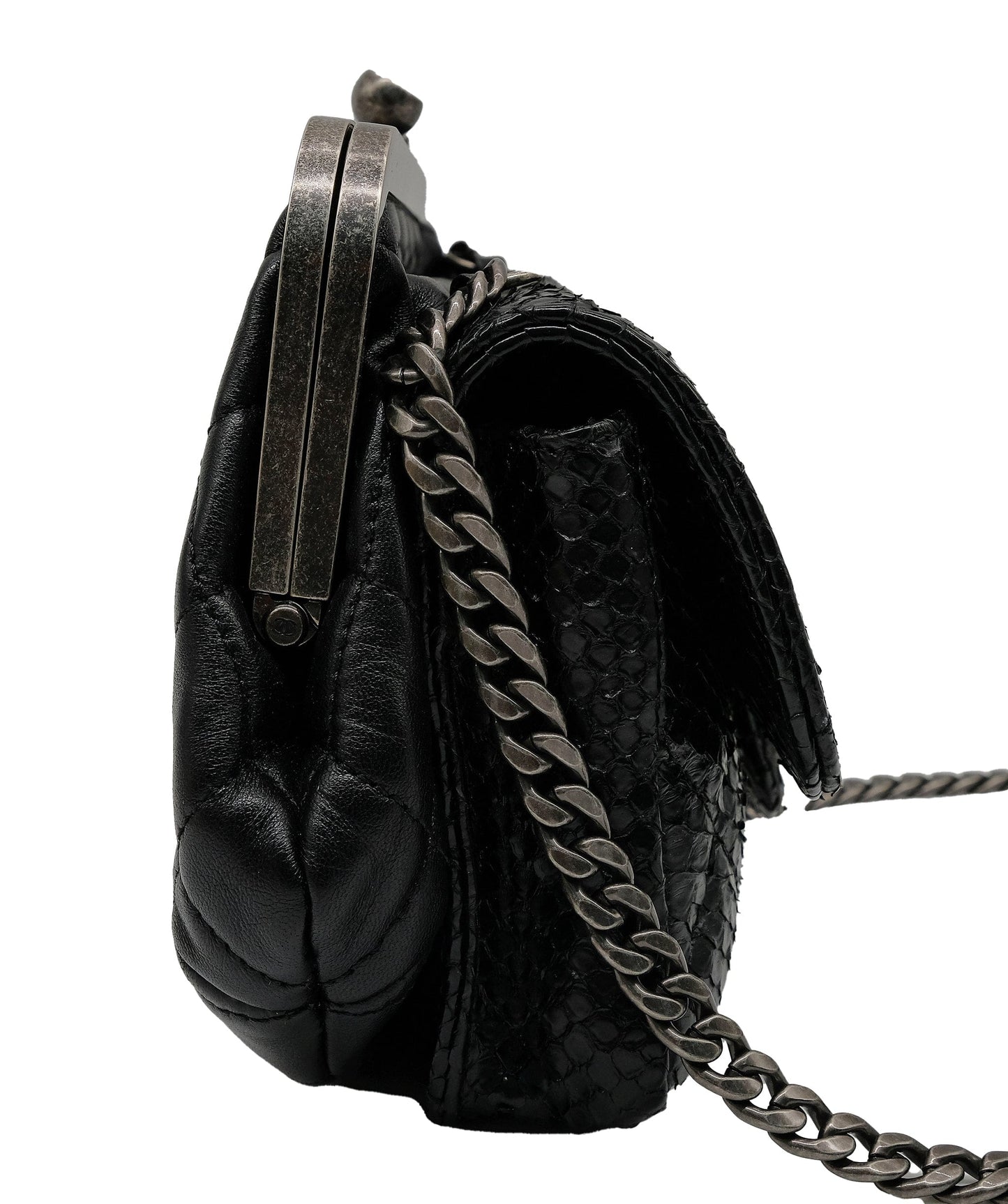 Chanel Python Black Chain Shoulder Bag RJC3737