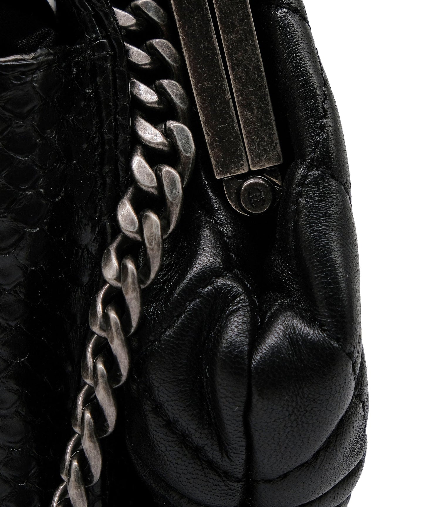 Chanel Python Black Chain Shoulder Bag RJC3737