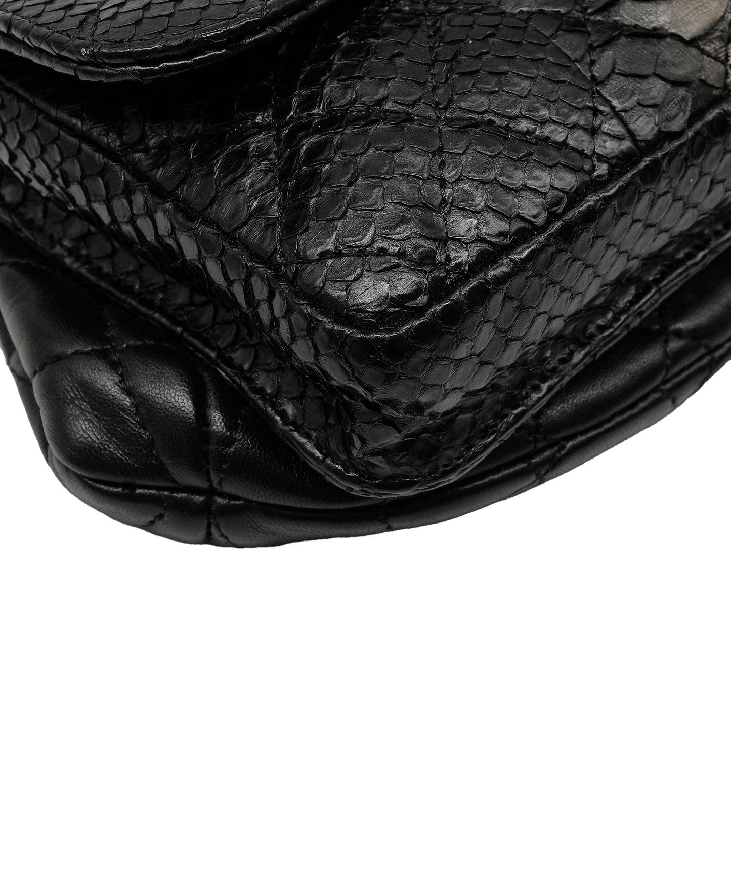 Chanel Python Black Chain Shoulder Bag RJC3737